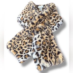 Calvin Klein Faux Fur Leopard Print Pull Through Scarf